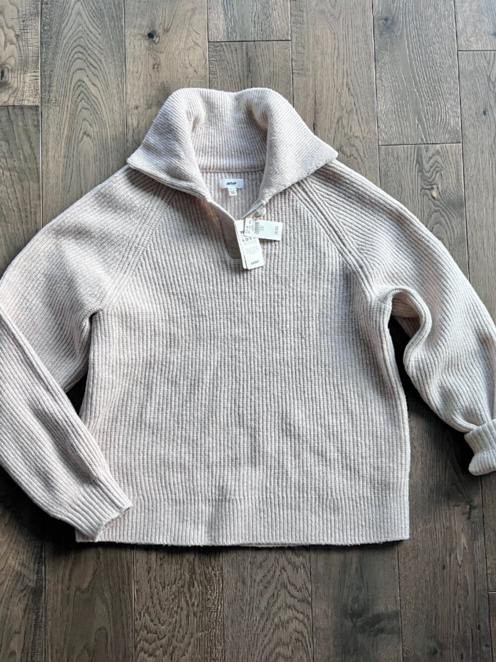 Aerie Classic Quarter Button Sweater NWT Beige Neutral Cozy Size XS